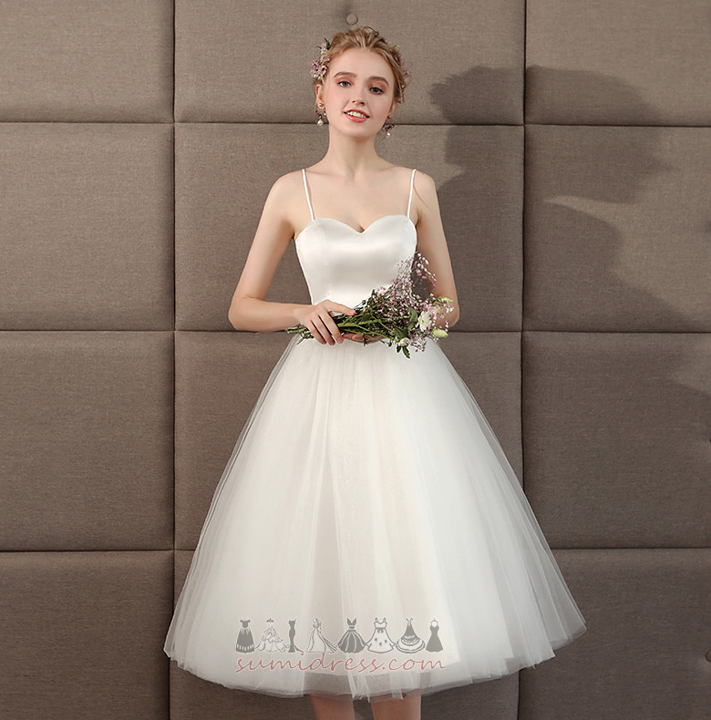 Bağcıklı Diz boyu Bir çizgi Doğal belden Katmanlı Basit Düğün Elbise