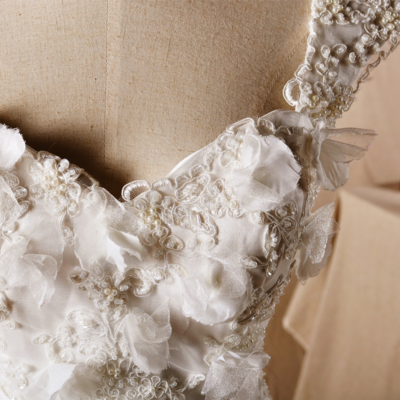 Bahar Resmi Uzun Fermuar yukarıya Doğal belden Prenses Düğün Elbise