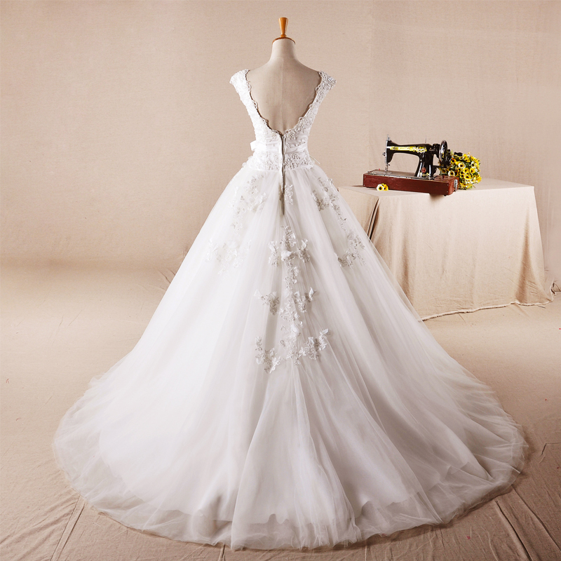 Bahar Resmi Uzun Fermuar yukarıya Doğal belden Prenses Düğün Elbise