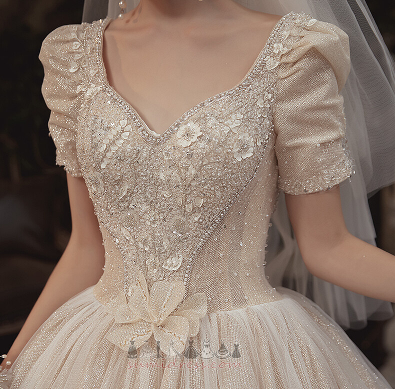 Baju pengantin Berbintang Berkilau Kemeja-t Dewan Manik Pinggang semulajadi