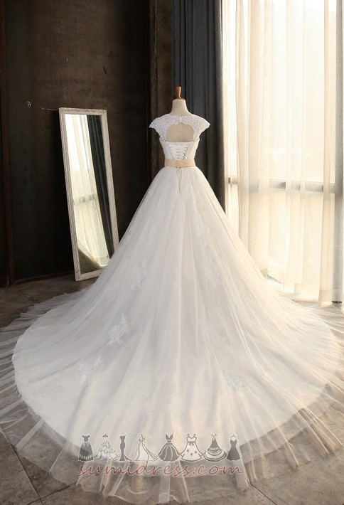 Baju pengantin Lama Pinggang semulajadi Satu garisan Sederhana Lapisan renda