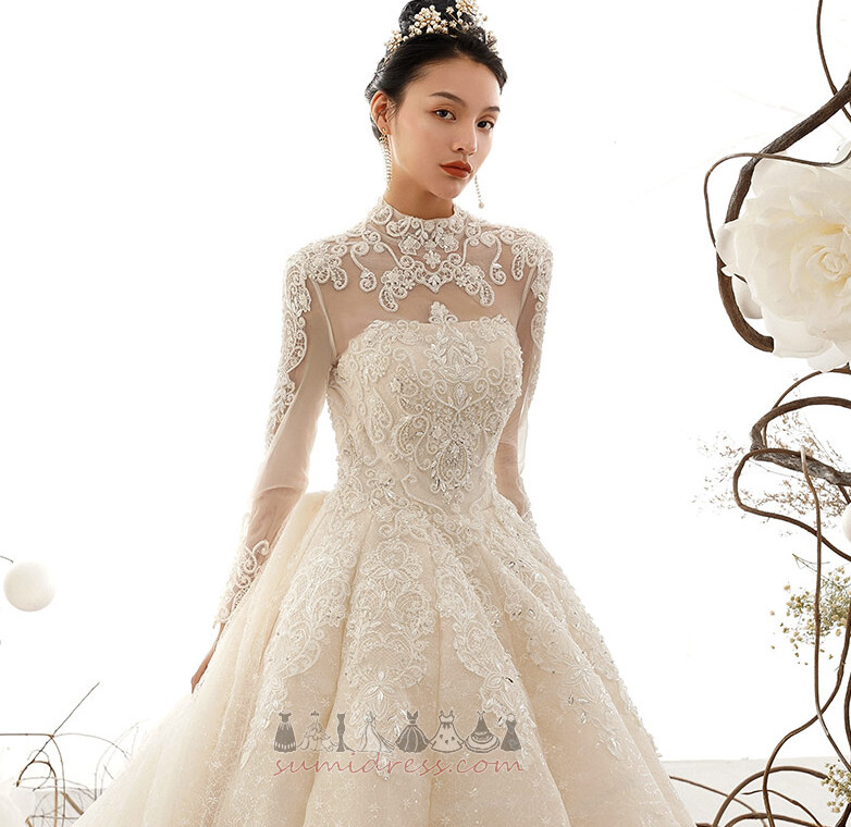 Baju pengantin Mewah Musim sejuk Lengan panjang Satu garisan Kereta Api Gereja