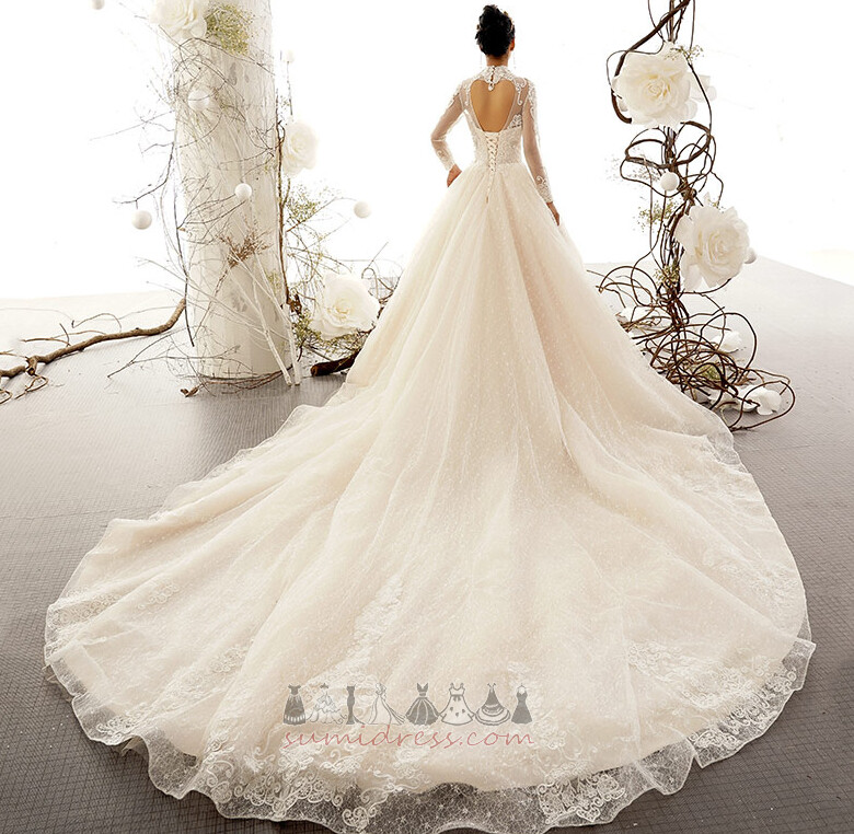 Baju pengantin Mewah Musim sejuk Lengan panjang Satu garisan Kereta Api Gereja