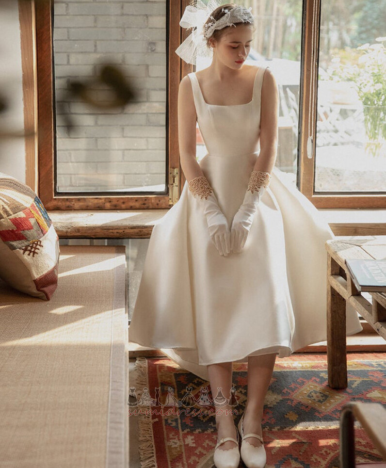 Baju pengantin Persegi Kolam Teh panjang Pinggang semulajadi Mudah Terdedah