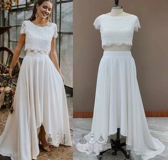 Baju pengantin Pinggang semulajadi Butang Tinggi meliputi Lengan pendek Asimetri