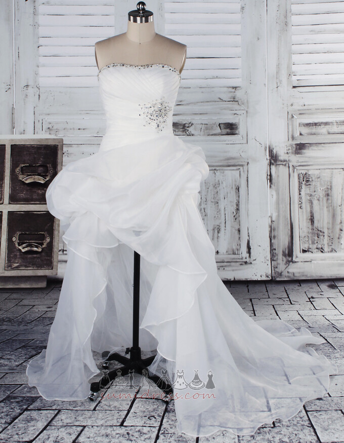 Baju pengantin Pinggang semulajadi Tinggi rendah Sederhana Bergaya Mengikat