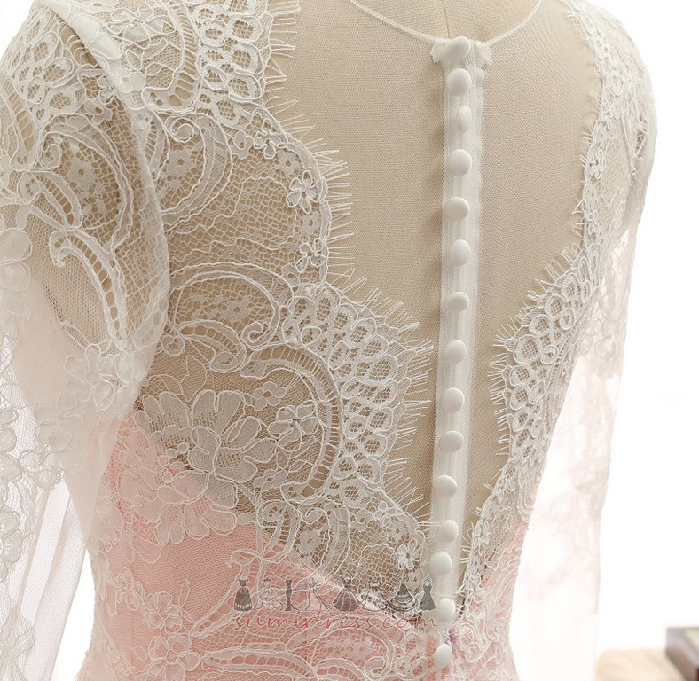 Baju pengantin Sederhana Satin Cloze Kolam Lengan ilusi V-leher