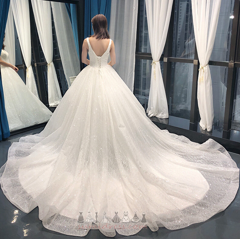 Baju pengantin Tulle Jatuh Dewan Keretapi Mahkamah Tanpa lengan Pinggang semulajadi