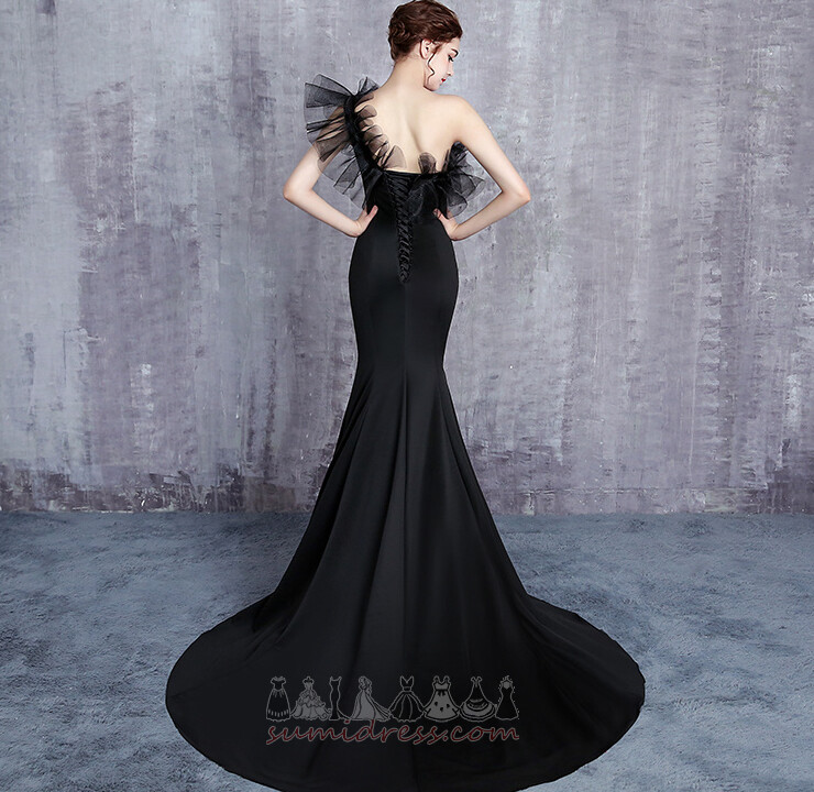 Ball Elegant Lace-up Natural Waist One Shoulder Long Leavers dresse