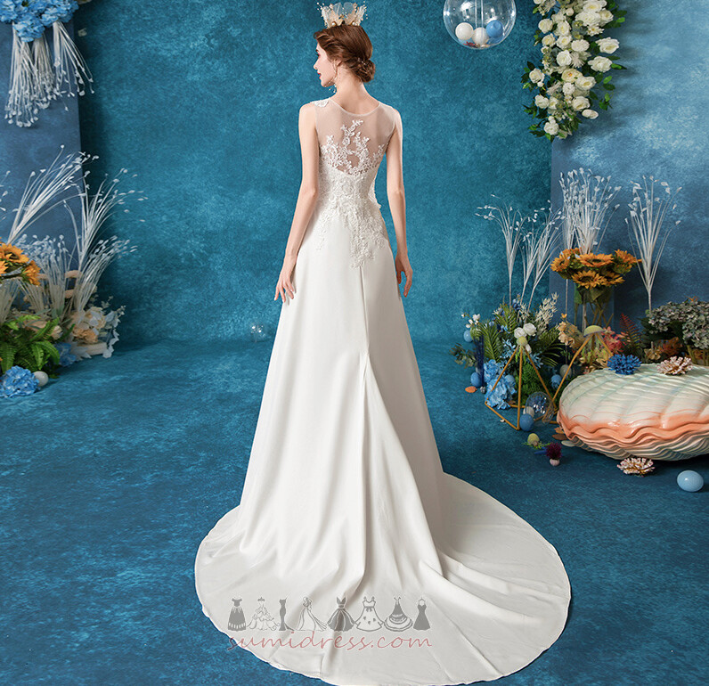 båt Elegant Lång Sheer Tillbaka A-linjeformat Natural Midja bröllops kjol