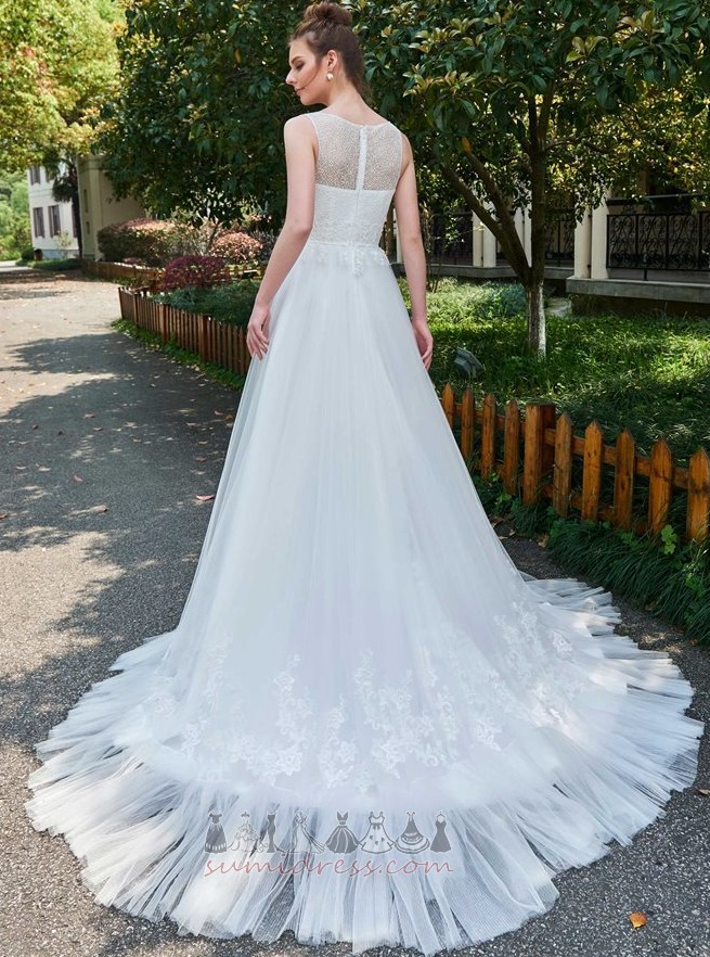 Bateau Elegant Outdoor Sleeveless Lace Medium Wedding Dress