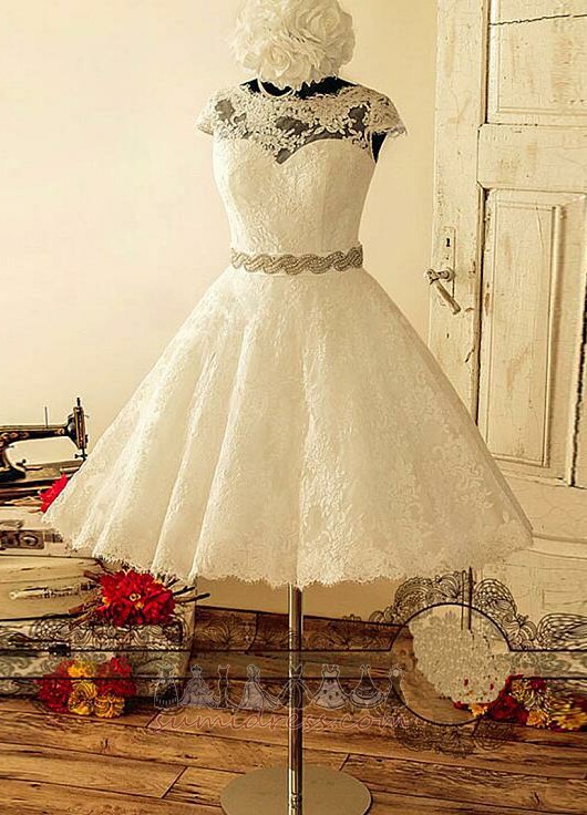 Bateau Illusion Sleeves Medium Zipper Up Swing Natural Waist Wedding gown