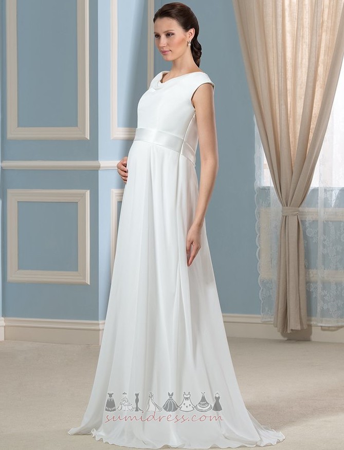 Bateau Sweep Train Chiffon Floor Length Elegant Empire Wedding Dress