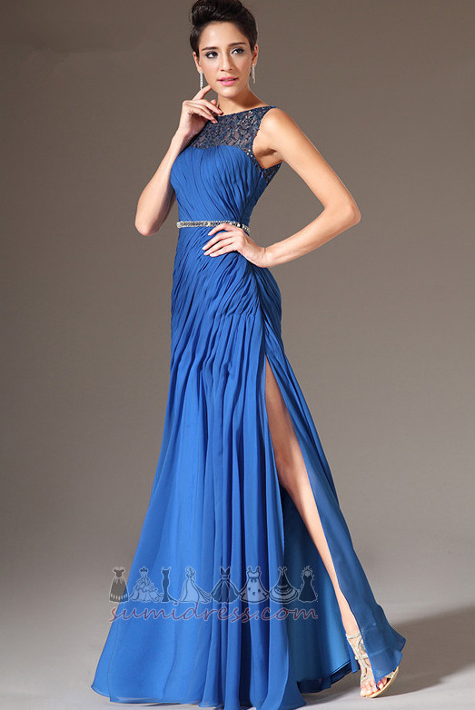 Båthals A-formet Profilering Chiffon Elegante Gulvlengde kvelds kjole