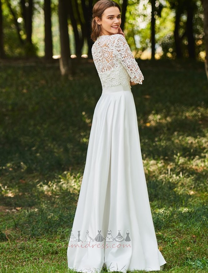 Beach Illusion Sleeves Floor Length Fall Lace With Jacket Wedding Dress