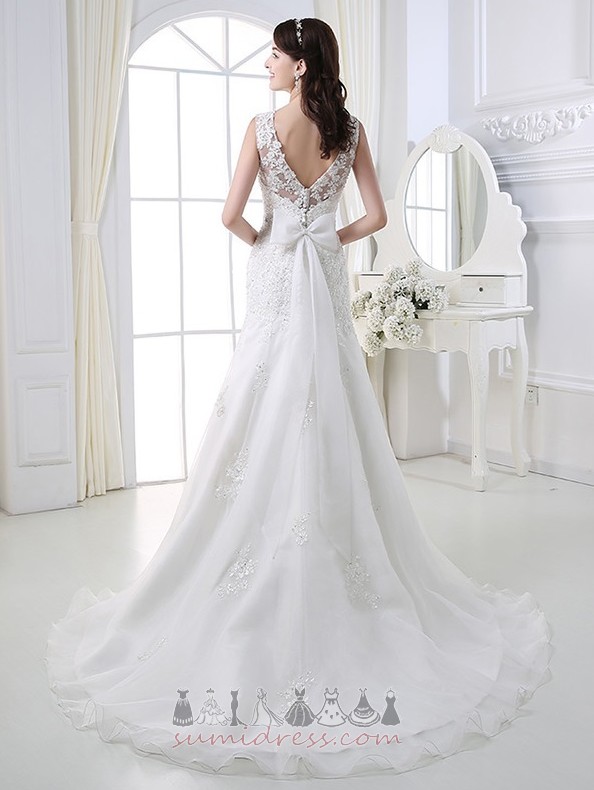 Beaded Belt Long Luxurious Hall Natural Waist Backless Wedding Dress