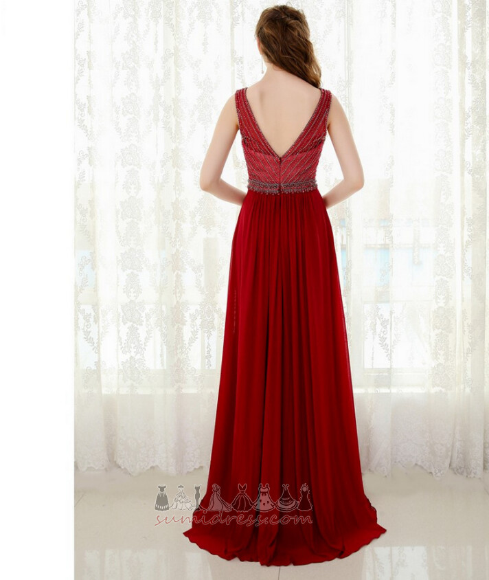 Beaded Belt Sleeveless A-Line Floor Length Spring Scoop Evening Dress