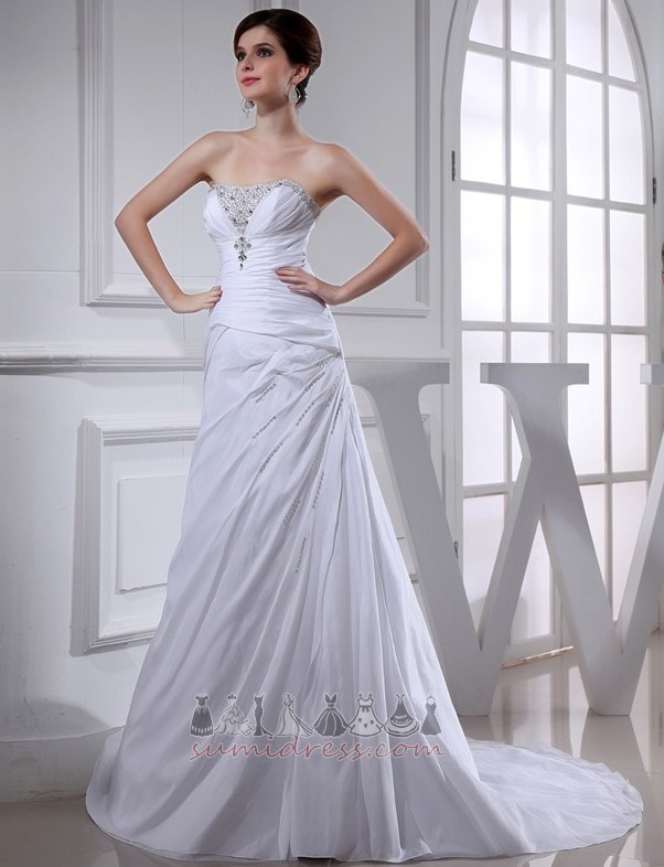 Beading A-Line Long Backless Elegant Satin Wedding Dress