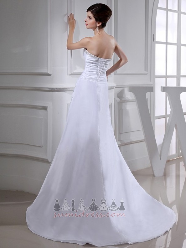 Beading A-Line Long Backless Elegant Satin Wedding Dress