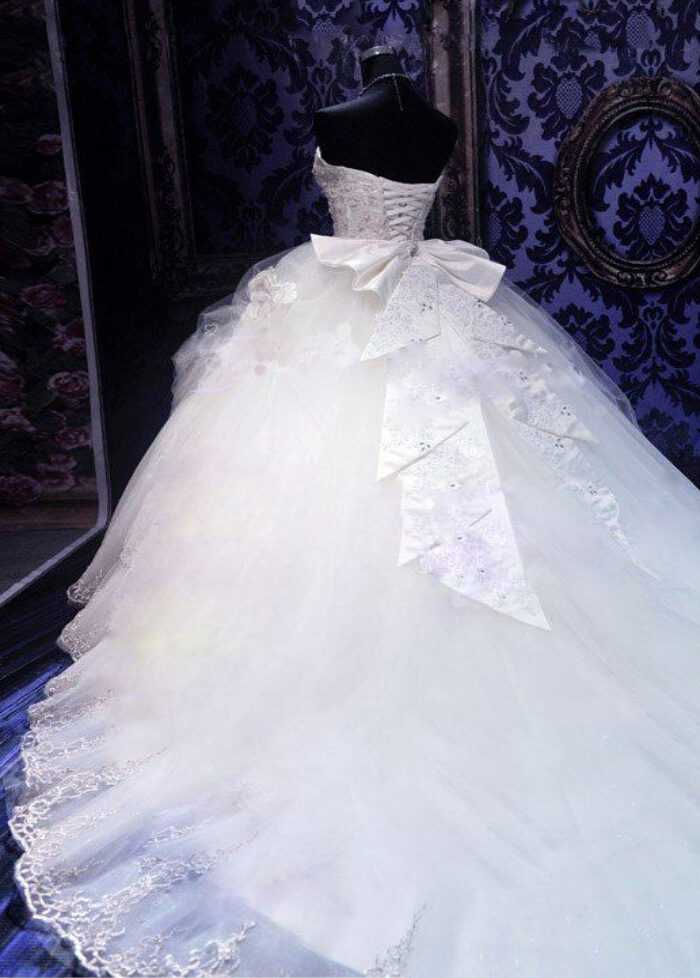 Beading Chapel Train Tulle Natural Waist Sweetheart Sleeveless Wedding gown