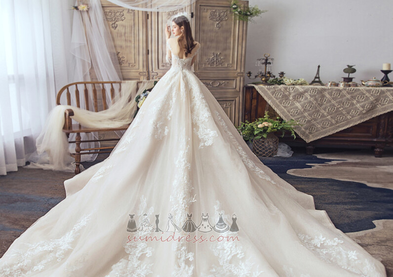 Beading Jewel Bodice Natural Waist Short Sleeves Formal Long Wedding Dress