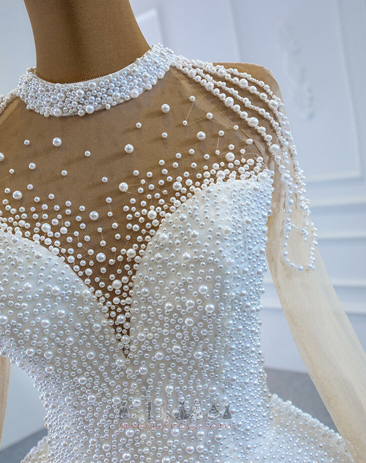 Beading Lace-up Medium Jewel Jewel Bodice Luxurious Wedding Dress