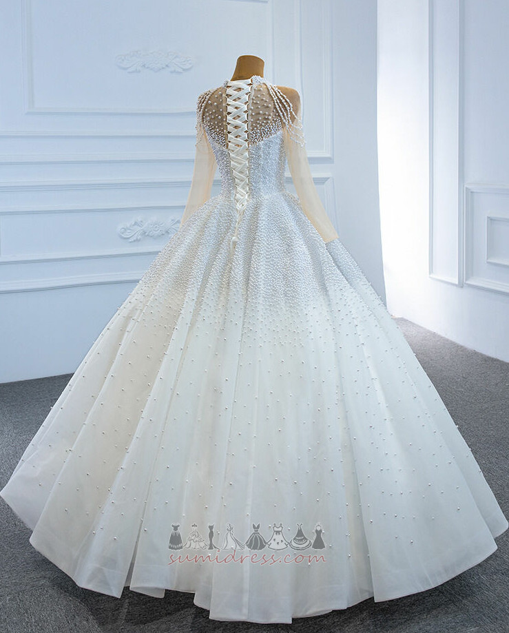 Beading Lace-up Medium Jewel Jewel Bodice Luxurious Wedding Dress