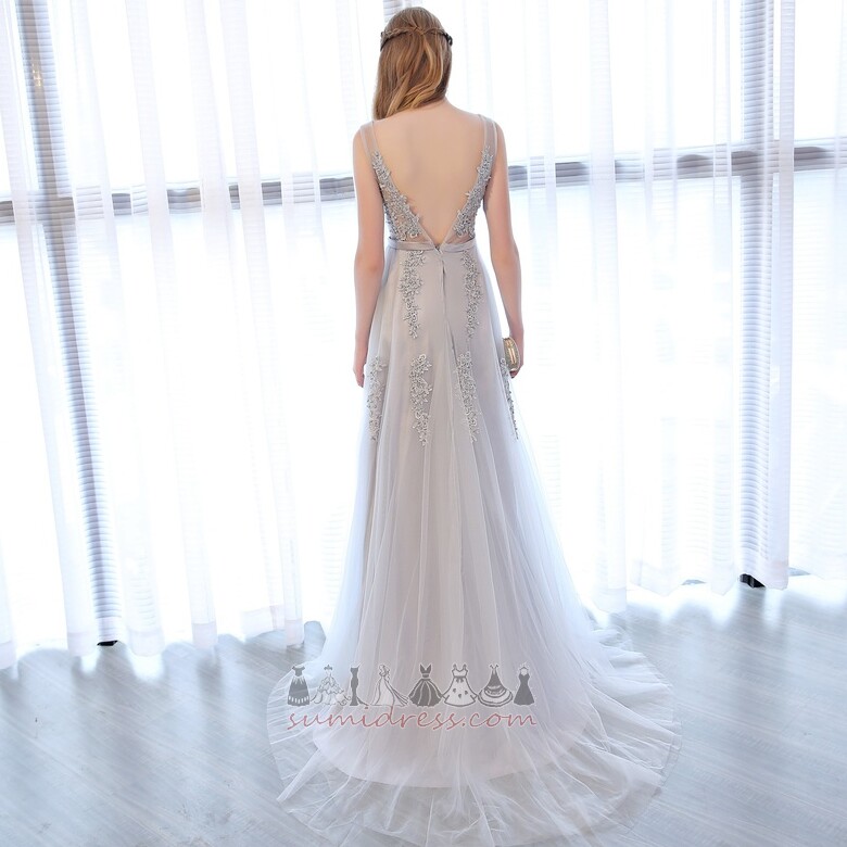 Beading Medium Floor Length Sleeveless Deep v-Neck A-Line Evening Dress