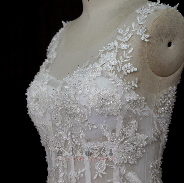 Beading Natural Waist Floor Length Princess Zipper Up V-Neck Wedding Dress