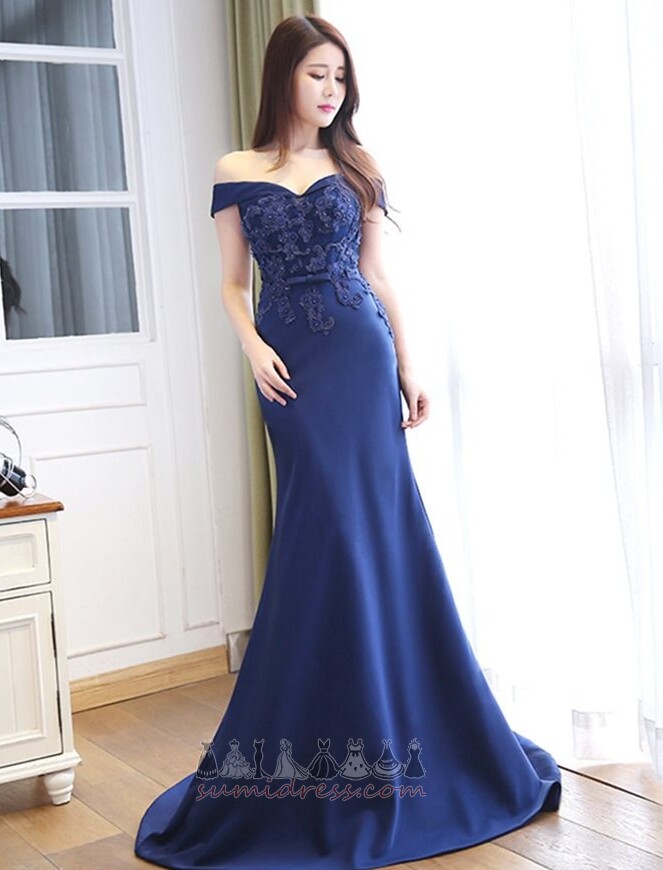 Beading Natural Waist Portrait collar Long Inverted Triangle Evening gown