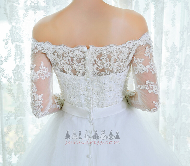 Beading Off Shoulder Natural Waist Outdoor Backless Vintage Wedding Dress