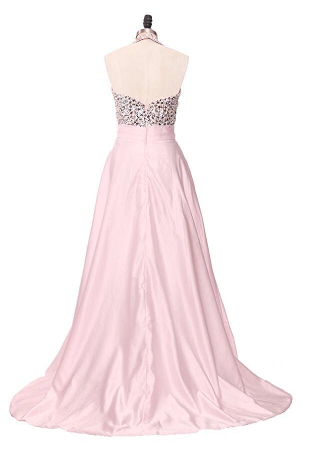 Beading Sleeveless Natural Waist Elastic Satin Fall Elegant Prom Dress