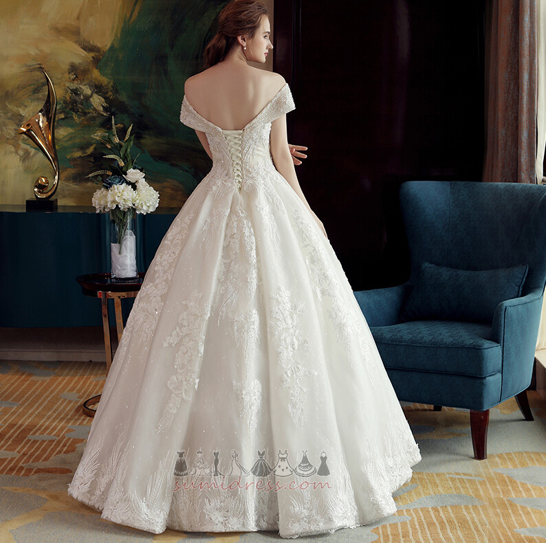 Beading String Tulle Fall Floor Length Medium Wedding Dress