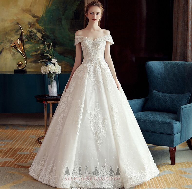 Beading String Tulle Fall Floor Length Medium Wedding Dress
