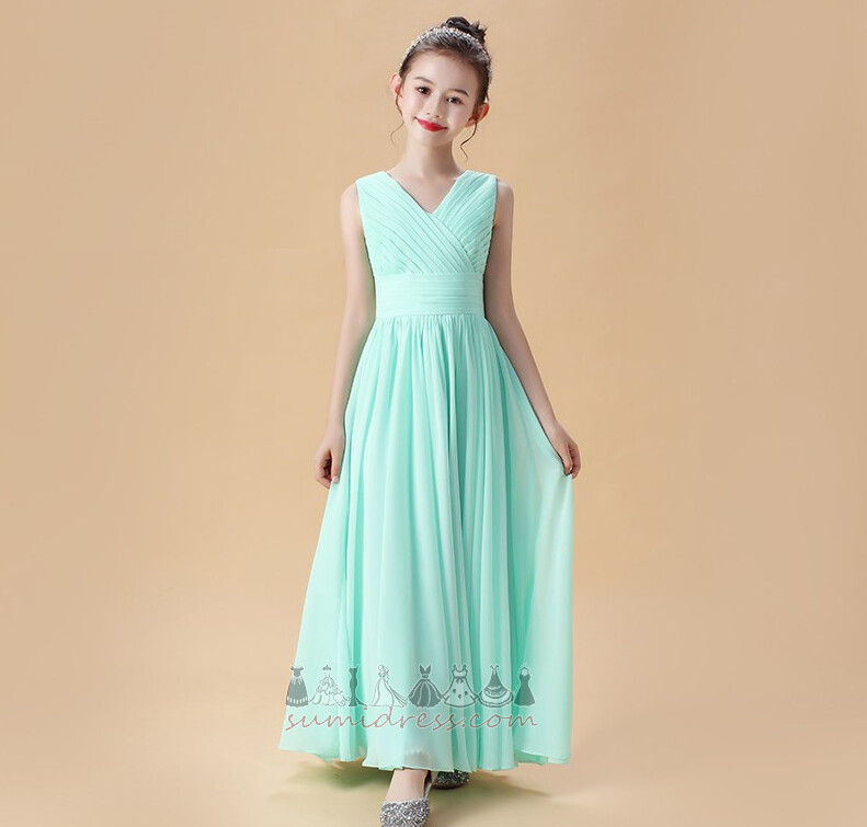 Berankovis Puoštas Grindų ilgis V-kaklo Vestuvės Linija Maža mergaitė suknelė