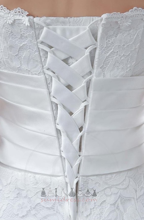 betonad Rosett Axelbandslös A-linjeformat Ärmlös Draperad Te-längd Bröllopsklänning