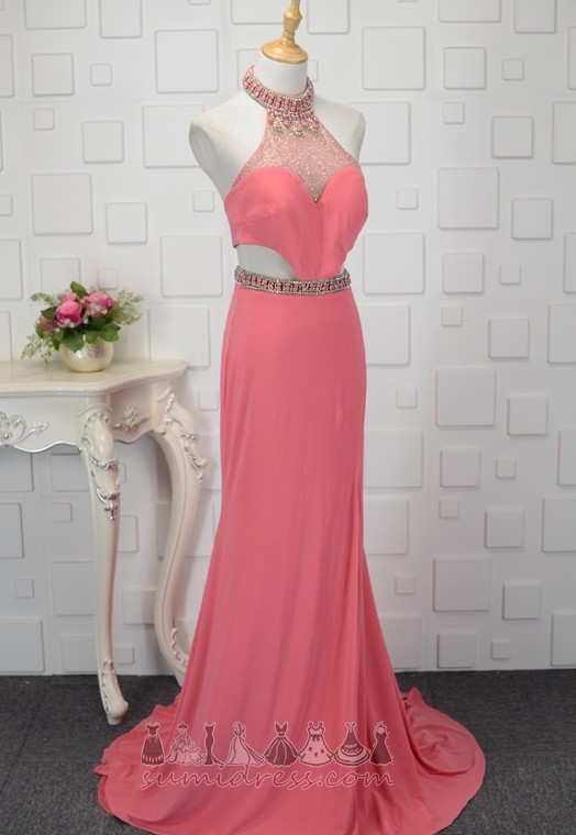 Bez rukava Srednji Visoki vrat Proljeće Split front Elegantan Maturalne haljina