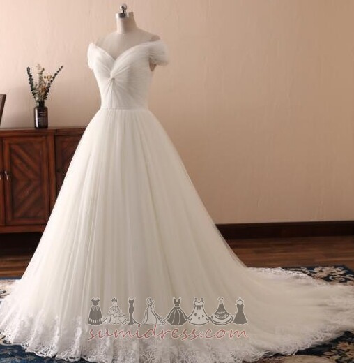 Binding Bow Capped Sleeves Satin Winter A-Line Wedding Dress
