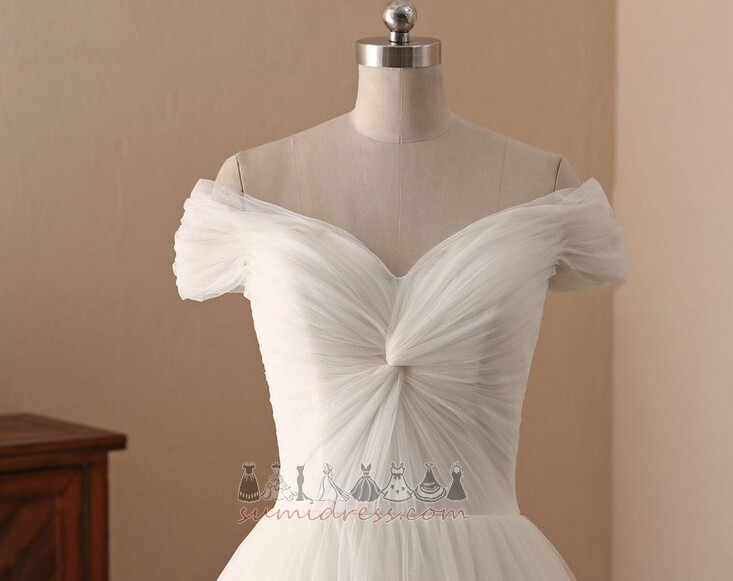 Binding Bow Capped Sleeves Satin Winter A-Line Wedding Dress