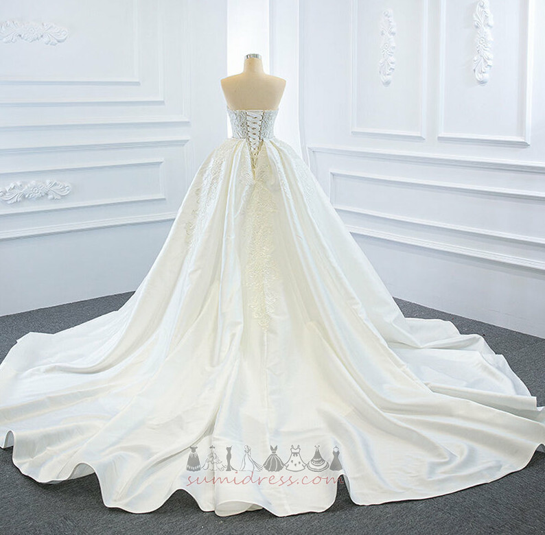 Binding Medium Sleeveless Hall Strapless Satin Wedding Dress