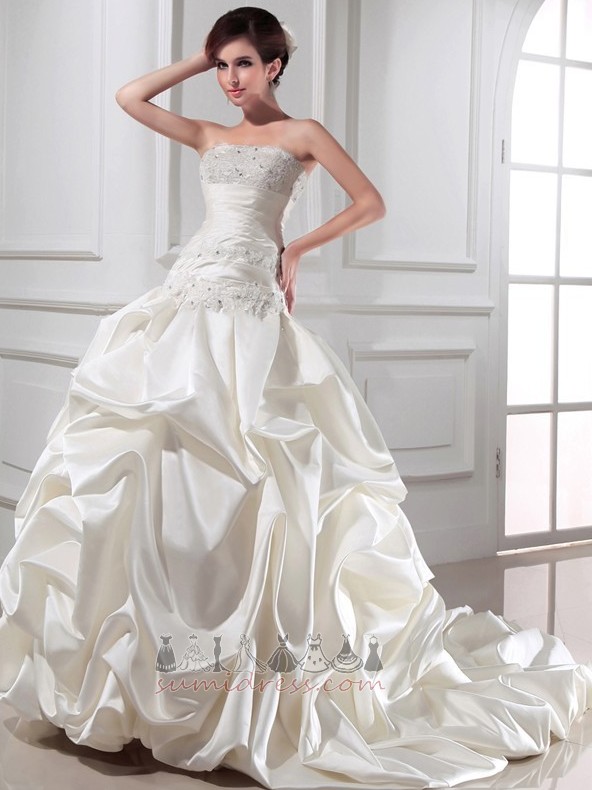 Binding Natural Waist Formal Sleeveless A-Line Cathedral Train Wedding Dress