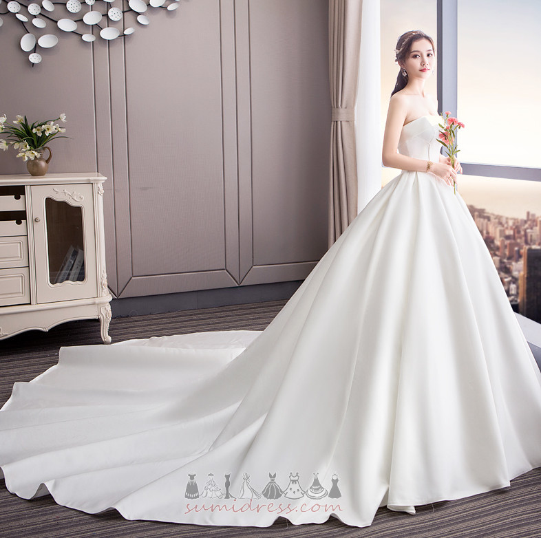 Binding Royal Train Sleeveless Strapless Natural Waist Hall Wedding Dress