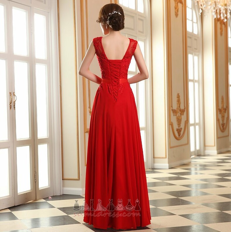 Binding Wedding Capped Sleeves Natural Waist Chic Floor Length Evening gown