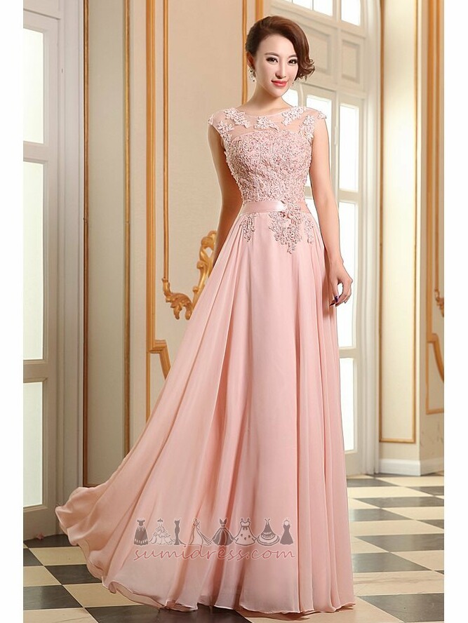 Binding Wedding Capped Sleeves Natural Waist Chic Floor Length Evening gown