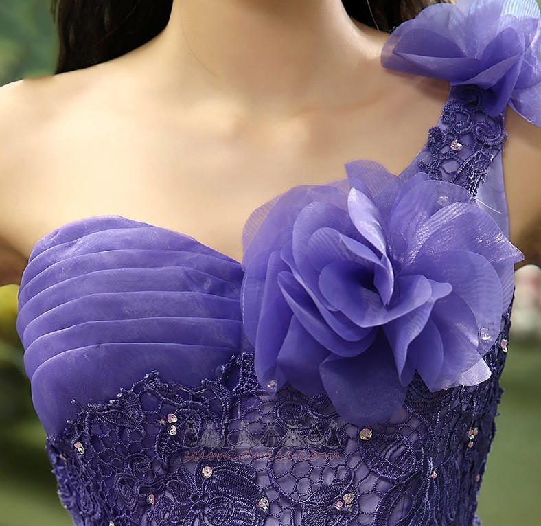Bir çizgi Aplikler Organze Kat uzunluğu Doğal belden Tek omuzlu Quinceanera elbise