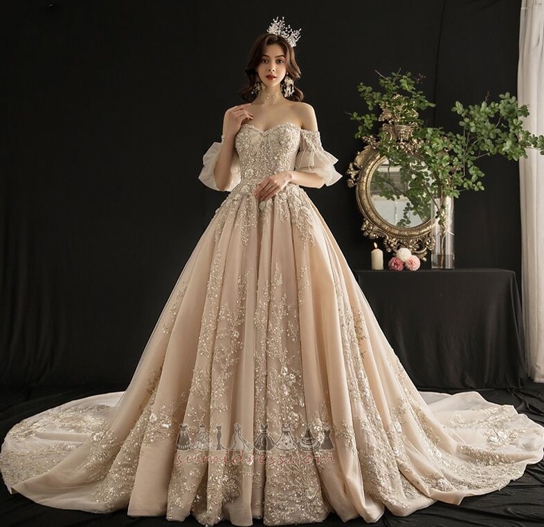 Bir çizgi Doğal belden Uzun Saten Bağbozumu Sonbahar Gelinlik