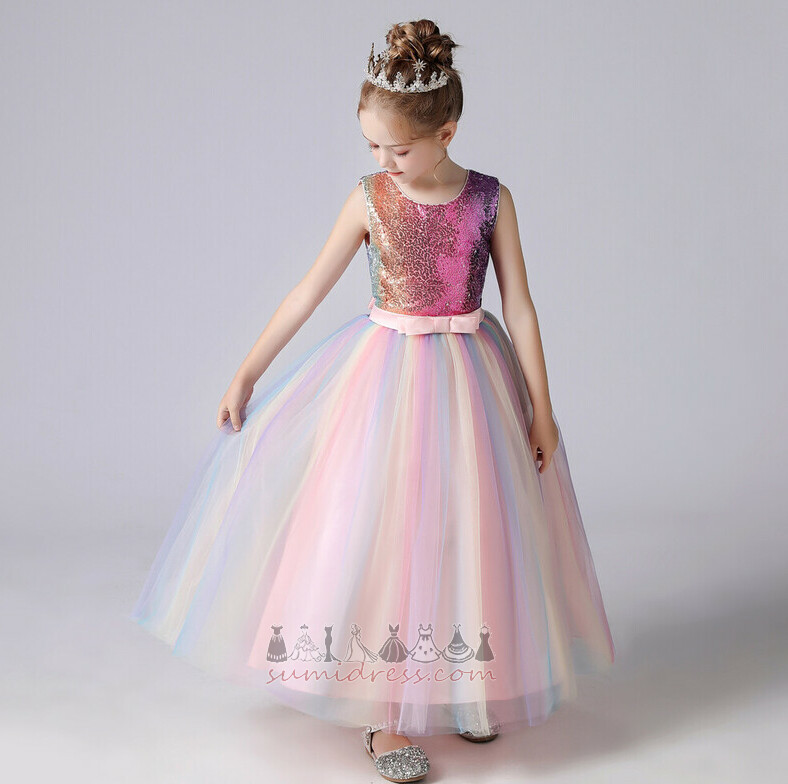 Bir çizgi satış Orta Fermuar yukarıya Ayak bileği uzunluğu Tül Küçük kız elbisesi