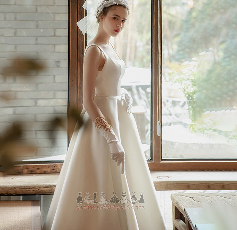 без спинки квадрат на відкритому повітрі простий природні Талія Весільна сукня