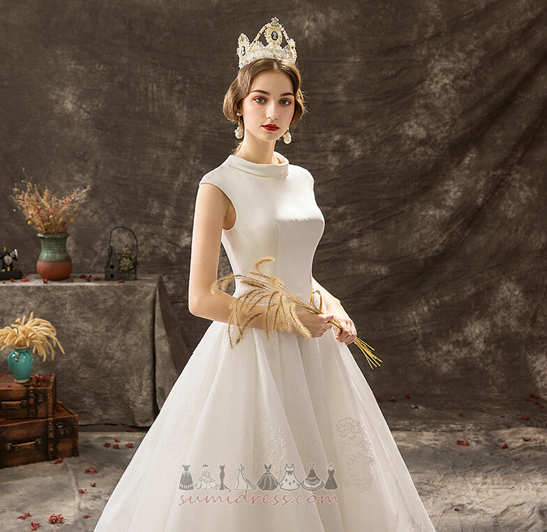 безрукавний аплікації висока шия природні Талія довжина щиколотки Весільна сукня