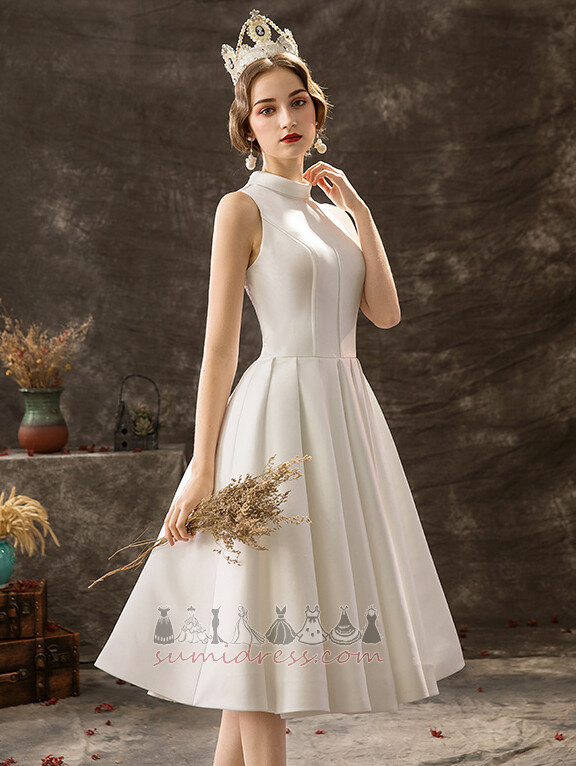 безрукавний Елегантний природні Талія довжина коліна чиста назад висока шия Весільна сукня